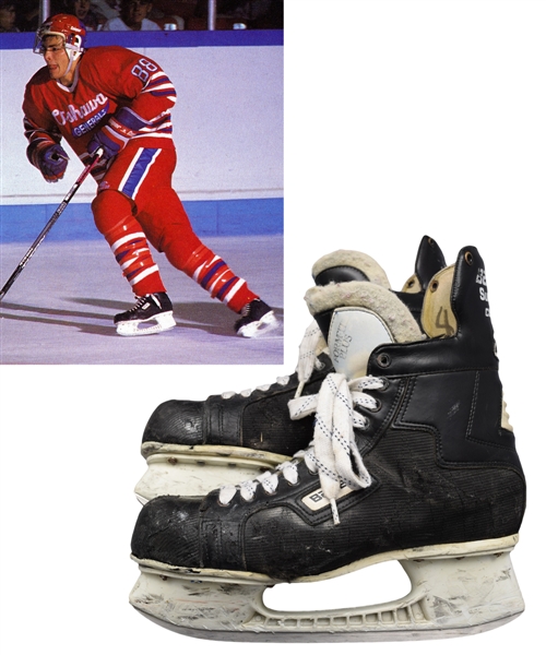 Eric Lindros 1989-90 and 1990-91 Signed Oshawa Generals Bauer Game-Worn Skates Including 1990 Memorial Cup - Photo-Matched!