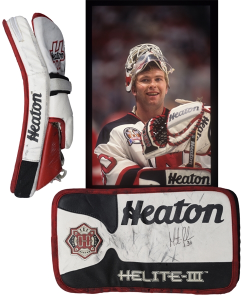 Martin Brodeurs 1994-95 New Jersey Devils Signed Heaton Game-Used Blocker from Stanley Cup Finals - Photo-Matched!