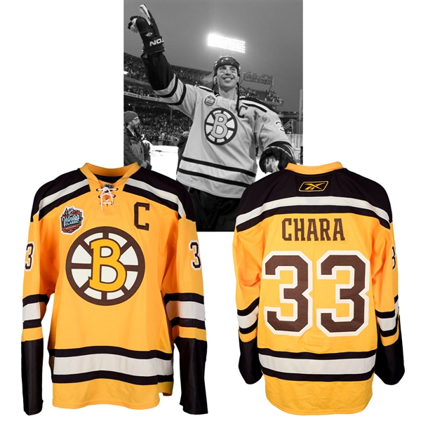 Zdeno Charas 2010 NHL Winter Classic Boston Bruins Warm-Up Worn Captains Jersey with NHLPA LOA