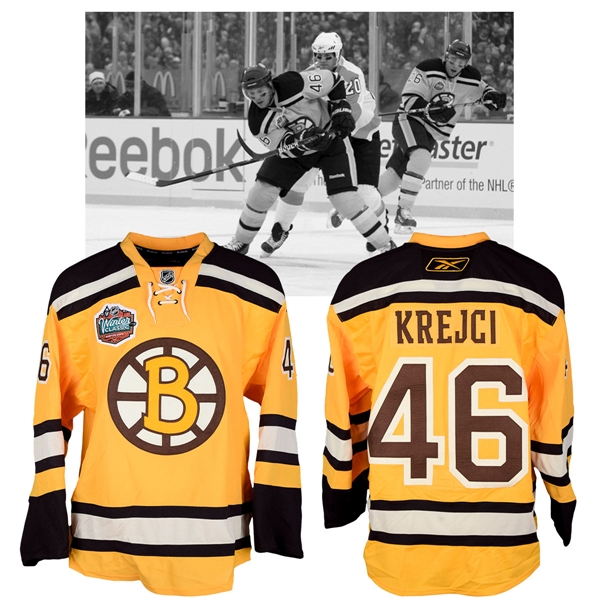 David Krejcis 2010 NHL Winter Classic Boston Bruins Warm-Up Worn Jersey with NHLPA LOA