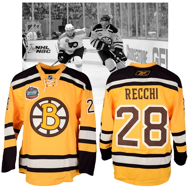Mark Recchis 2010 NHL Winter Classic Boston Bruins Warm-Up Worn Jersey with NHLPA LOA
