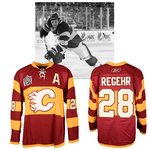 Robyn Regehrs 2011 NHL Heritage Classic Calgary Flames Warm-Up Worn Alternate Captains Jersey with NHLPA LOA
