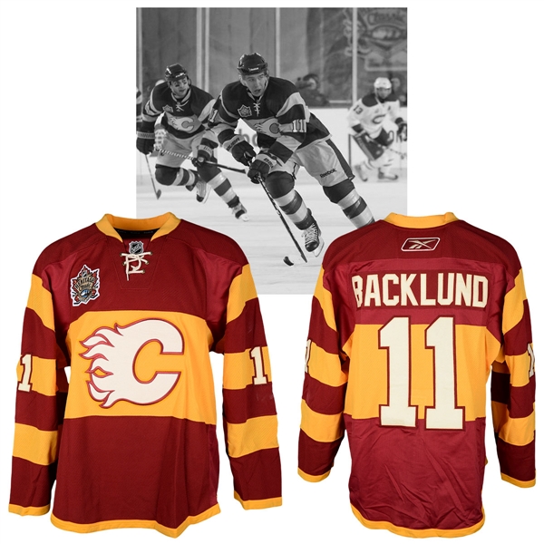 Mikael Backlunds 2011 NHL Heritage Classic Calgary Flames Warm-Up Worn Jersey with NHLPA LOA