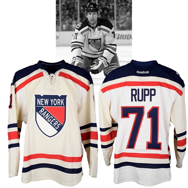 Mike Rupps 2012 NHL Winter Classic New York Rangers Warm-Up Worn Jersey with NHLPA LOA