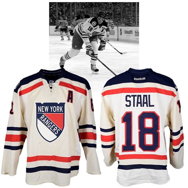Marc Staals 2012 NHL Winter Classic New York Rangers Warm-Up Worn Alternate Captains Jersey with NHLPA LOA