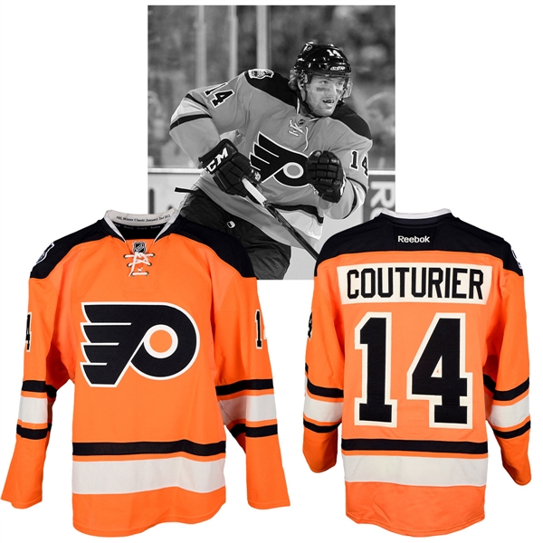 Sean Couturiers 2012 NHL Winter Classic Philadelphia Flyers Warm-Up Worn Jersey with NHLPA LOA