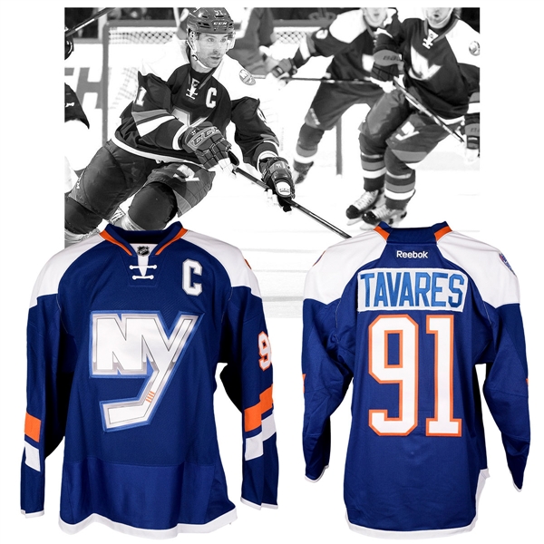 John Tavares 2014 NHL Stadium Series New York Islanders Warm-Up Worn Captains Jersey with NHLPA LOA