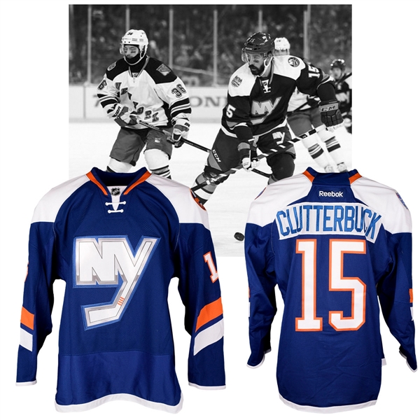 Cal Clutterbucks 2014 NHL Stadium Series New York Islanders Warm-Up Worn Jersey with NHLPA LOA