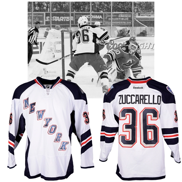 Mats Zuccarellos 2014 NHL Stadium Series New York Rangers Warm-Up Worn Jersey with NHLPA LOA