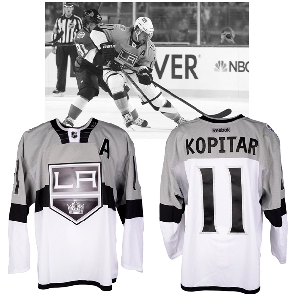 Anze Kopitars 2015 NHL Stadium Series Los Angeles Kings Warm-Up Worn Alternate Captains Jersey with NHLPA LOA