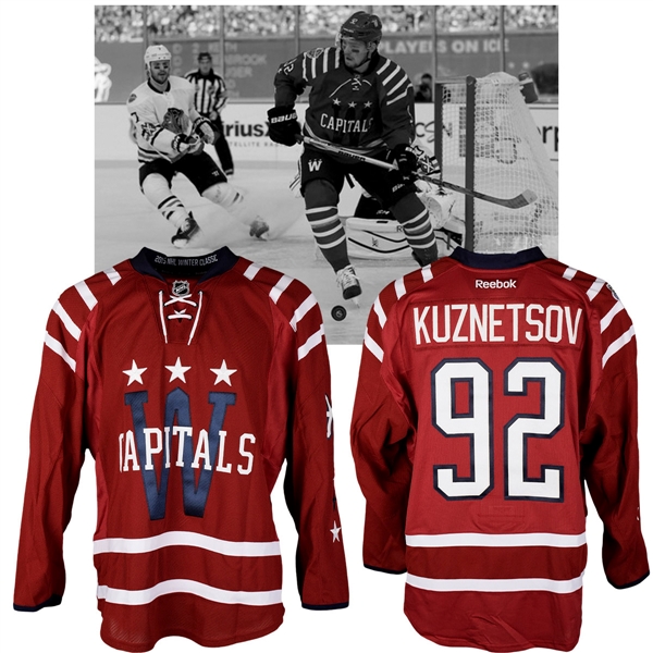 Evgeny Kuznetsovs 2015 NHL Winter Classic Washington Capitals Warm-Up Worn Jersey with NHLPA LOA