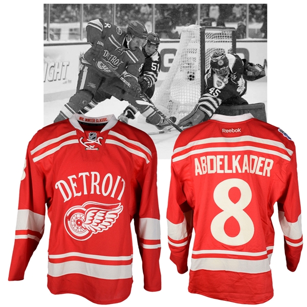 Justin Abdelkaders 2014 NHL Winter Classic Detroit Red Wings Warm-Up Worn Jersey with NHLPA LOA