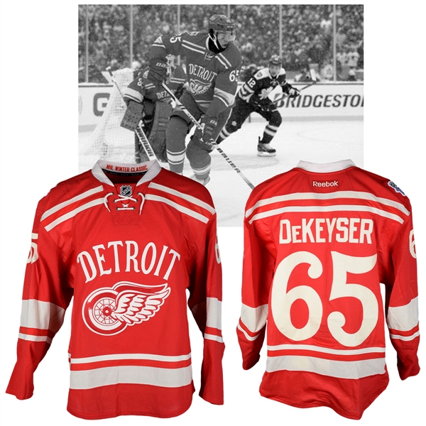 Danny DeKeysers 2014 NHL Winter Classic Detroit Red Wings Warm-Up Worn Jersey with NHLPA LOA