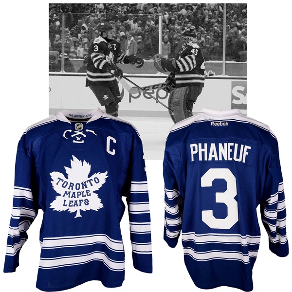 Dion Phaneufs 2014 NHL Winter Classic Toronto Maple Leafs Warm-Up Worn Captains Jersey with NHLPA LOA