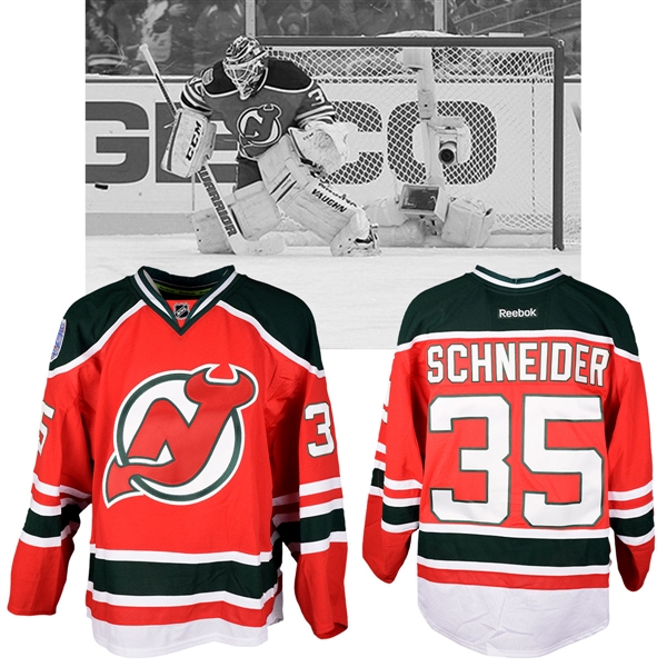 Cory Schneiders 2014 NHL Stadium Series New Jersey Devils Warm-Up Worn Jersey with NHLPA LOA