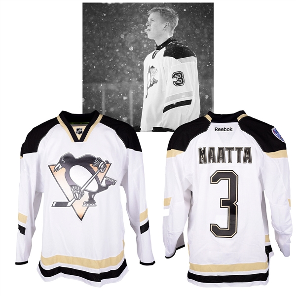 Olli Maatas 2014 NHL Stadium Series Pittsburgh Penguins Warm-Up Worn Jersey with NHLPA LOA