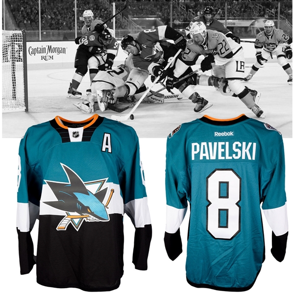 Joe Pavelskis 2015 NHL Stadium Series San Jose Sharks Warm-Up Worn Alternate Captains Jersey with NHLPA LOA