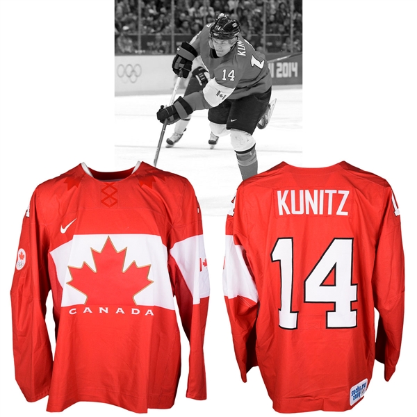 Chris Kunitzs 2014 Sochi Winter Olympics Team Canada Game-Worn Jersey with NHLPA LOA