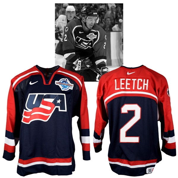 Brian Leetchs 2004 World Cup of Hockey Team USA Game-Worn Jersey with NHLPA LOA