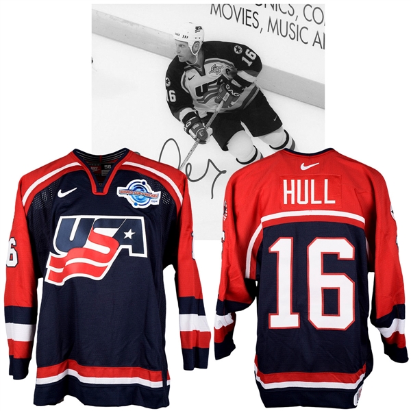 Brett Hulls 2004 World Cup of Hockey Team USA Game-Issued Jersey with NHLPA LOA