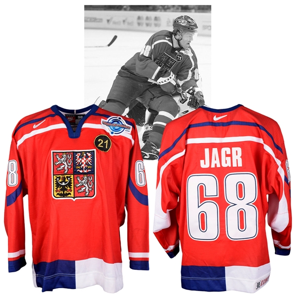 Jaromir Jagrs 2004 World Cup of Hockey Team Czech Republic Game-Worn Jersey with NHLPA LOA - Ivan Hlinka Memorial Patch! - Photo-Matched!