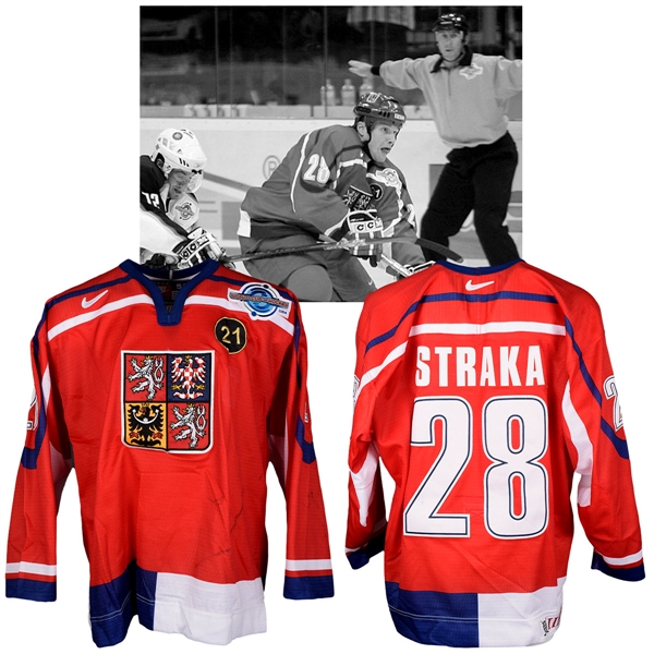 Martin Strakas 2004 World Cup of Hockey Team Czech Republic Game-Worn Jersey with NHLPA LOA - Ivan Hlinka Memorial Patch!