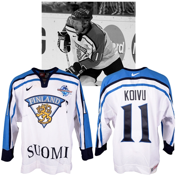 Saku Koivus 2004 World Cup of Hockey Team Finland Game-Worn Captains Jersey with NHLPA LOA - Photo-Matched!