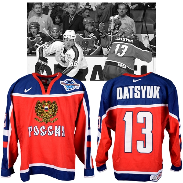 Pavel Datsyuks 2004 World Cup of Hockey Team Russia Game-Worn Jersey with NHLPA LOA