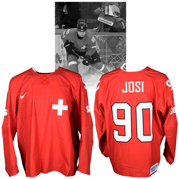 Roman Josis 2014 Sochi Winter Olympics Team Switzerland Game-Worn Jersey with NHLPA LOA 