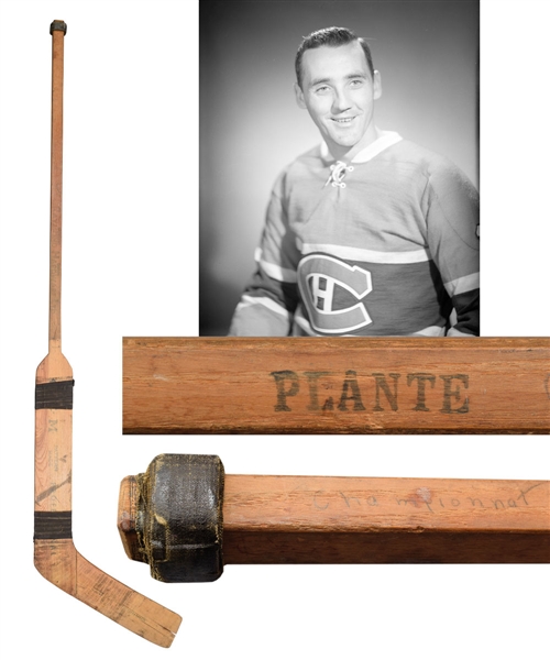 Jacques Plantes 1955-56 Montreal Canadiens CCM Game-Used Stick - Vezina Trophy and Stanley Cup Season