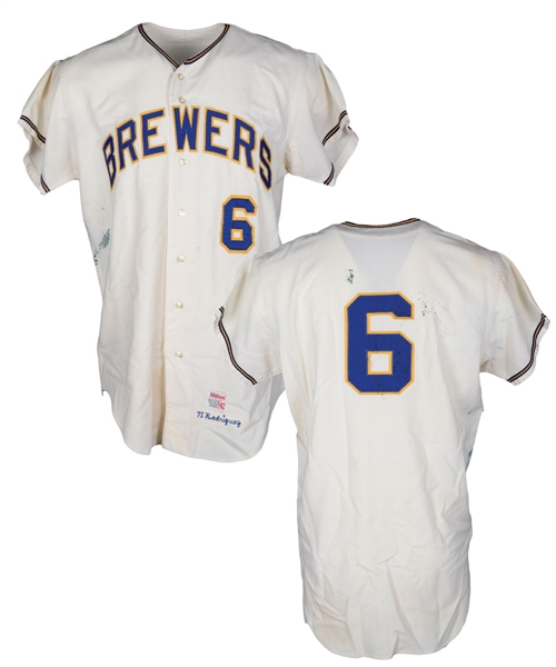 Ellie Rodriguezs 1971 Milwaukee Brewers Game-Worn Flannel Jersey with Mears Letter