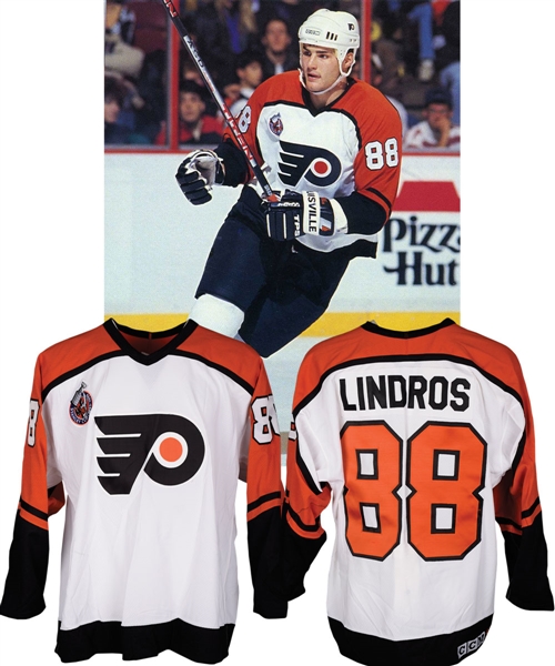 Eric Lindros 1992-93 Philadelphia Flyers Game-Worn "40th Goal of Season" Rookie Season Home Jersey