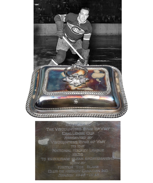 Hector "Toe" Blakes 1945-46 Montreal Canadiens Lady Byng Trophy Commemorative Dish / Award
