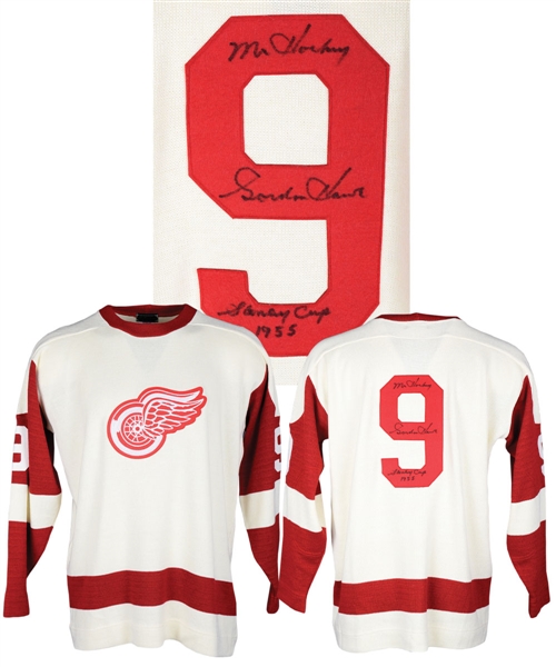 Gordie Howe Signed Detroit Red Wings 1955 Style Stall & Dean Jersey with Annotation