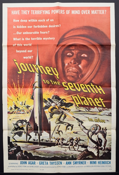 1961 Journey to the 7th Planet (American International) Science-Fiction One Sheet Movie Poster (27" x 41") 