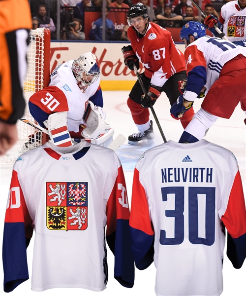 Michal Neuvirths 2016 World Cup of Hockey Team Czech Republic Game-Worn Jersey - Photo-Matched!