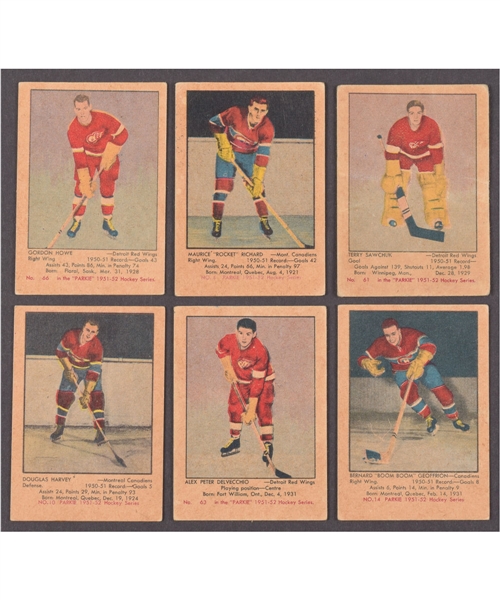 1951-52 Parkhurst Hockey Complete 105-Card Set with Gordie Howe and Maurice Richard Rookie Cards