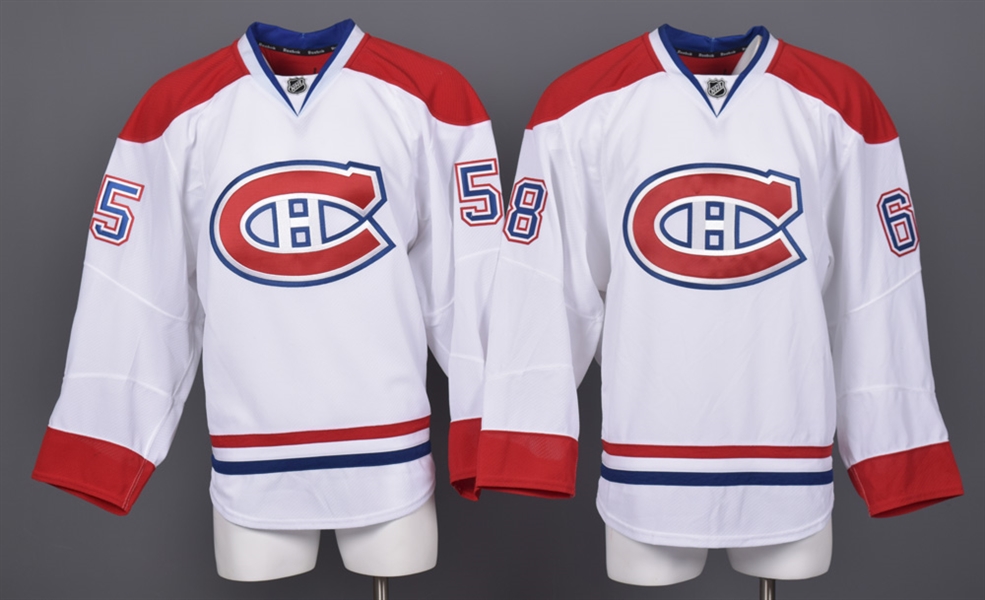 Francis Bouillons and Sahir Gills 2014-15 Montreal Canadiens Game-Worn Away Jerseys with Team LOAs