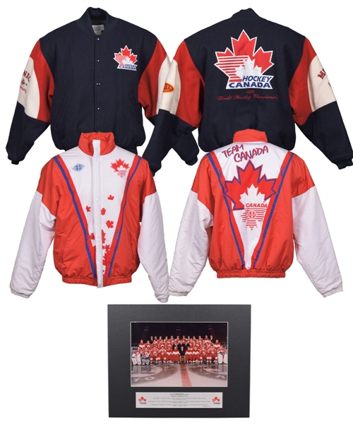 Eric Lindros 1993 World Championships Team Canada Jacket and Official Team Photo Plus Circa Late-1980s Team Canada Jacket with His Signed LOA