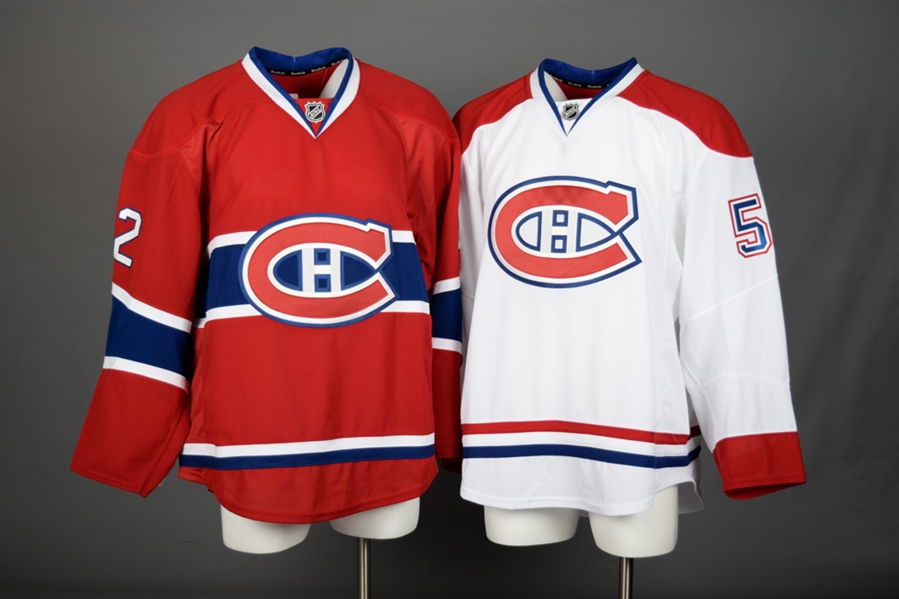 Stefano Momessos 2014-15 Montreal Canadiens Game-Issued Home and Away Jerseys with Team LOAs