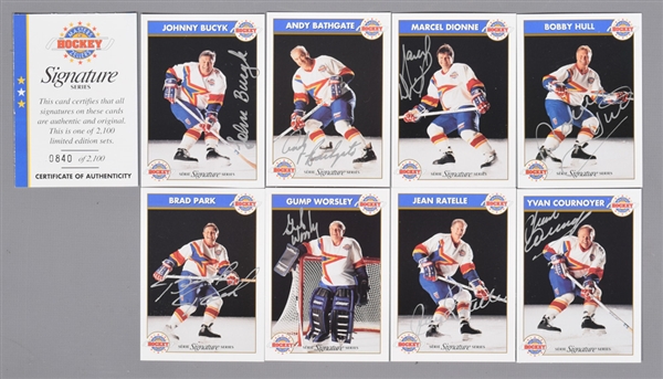 Zellers Masters of Hockey 1993-94, 1994-95 and 1995-96 Signature Series Card Sets (3) and Displays (2) Including Howe, Hull, Richard and Beliveau