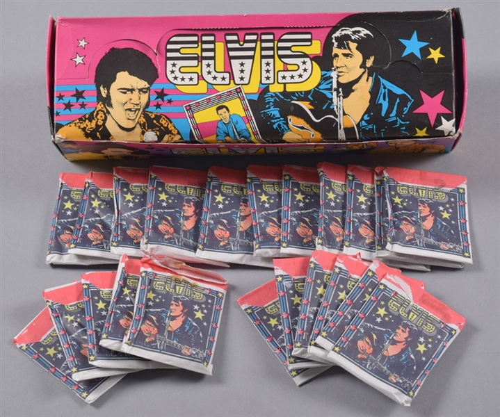 Circa 1978 Elvis Presley Monty Gum Trading Cards Box with Approx. 100 Unopened Packs