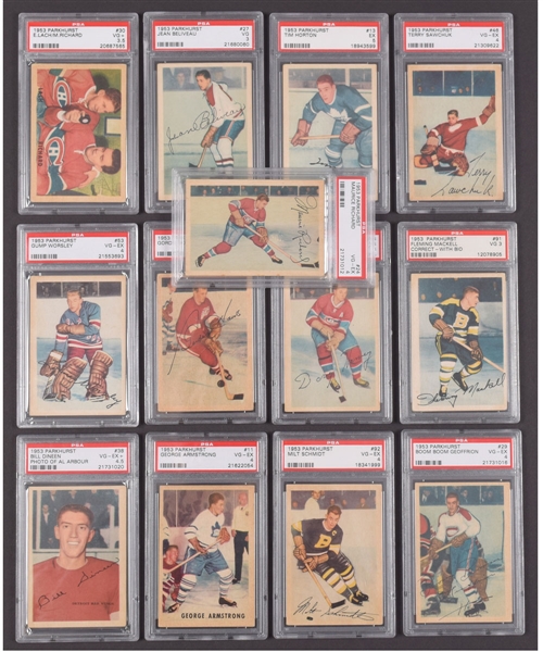 1953-54 Parkhurst Hockey Complete 100-Card with 36 PSA-Graded Cards