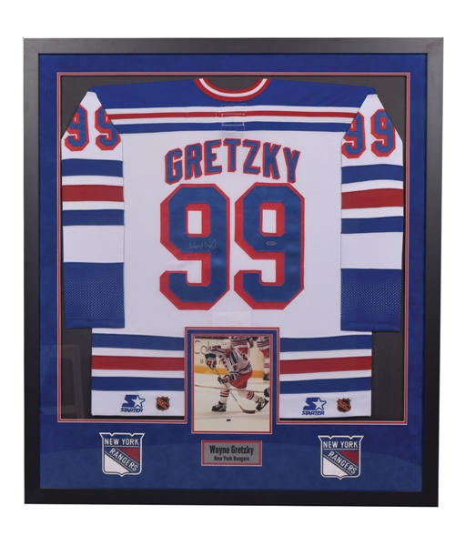 Wayne Gretzky Signed New York Rangers Framed Jersey Display  (47" x 42") with UDA COA