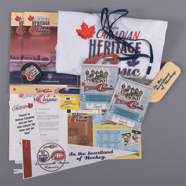 Huge Wayne Gretzky/Edmonton Oilers Collection with 1990 Team-Signed Photo, Cards, Ticket Stubs, Displays and More - Plus Heritage Classic Items