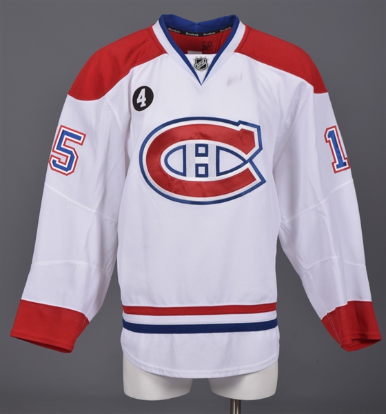Pierre-Alexandre Parenteaus 2014-15 Montreal Canadiens Game-Worn Playoffs Jersey with Team LOA - Beliveau Memorial Patch!