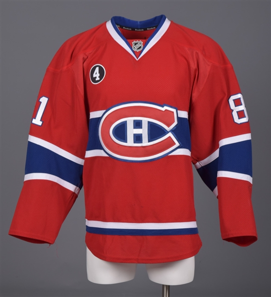 Lars Ellers 2014-15 Montreal Canadiens Game-Worn Jersey with Team LOA - Beliveau Memorial Patch! 