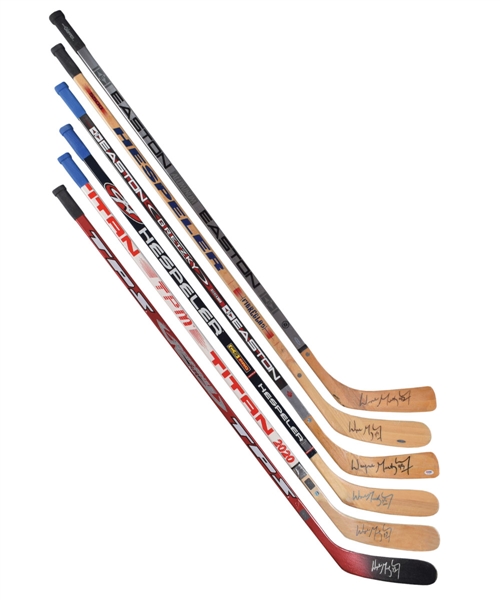 Wayne Gretzky Signed Hockey Stick Collection of 6 - Most with COAs from WGA, UDA and PSA/DNA