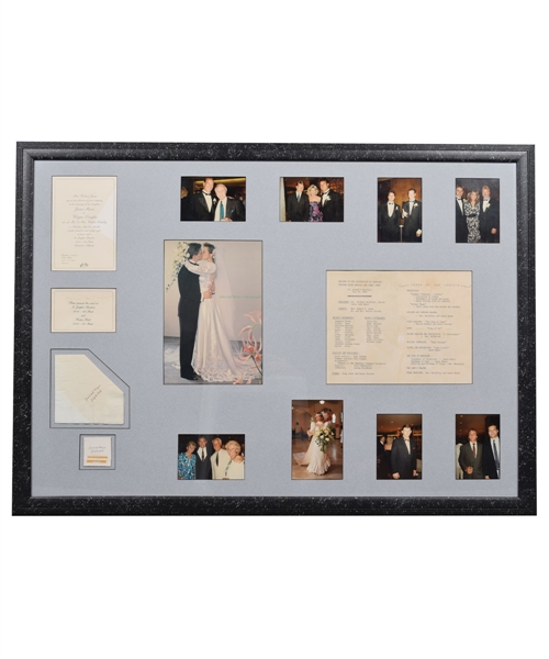 Wayne Gretzky and Janet Jones 1988 Wedding Framed Display with Wedding Invitation, Program and Photos (27 ¾” x 38 ¾”) 