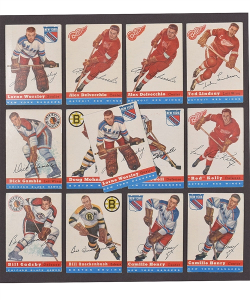 1954-55 Topps Hockey Card Collection of 44 with Lindsay, Stanley, Mohns, Kelly, Howell and Gamble